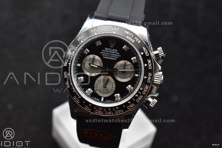 Best Oysterflex 1:1 (Weighted) SH4131 Diamonds Strap Edition 126519 Silver Black Dial on Daytona V6 QF 0301